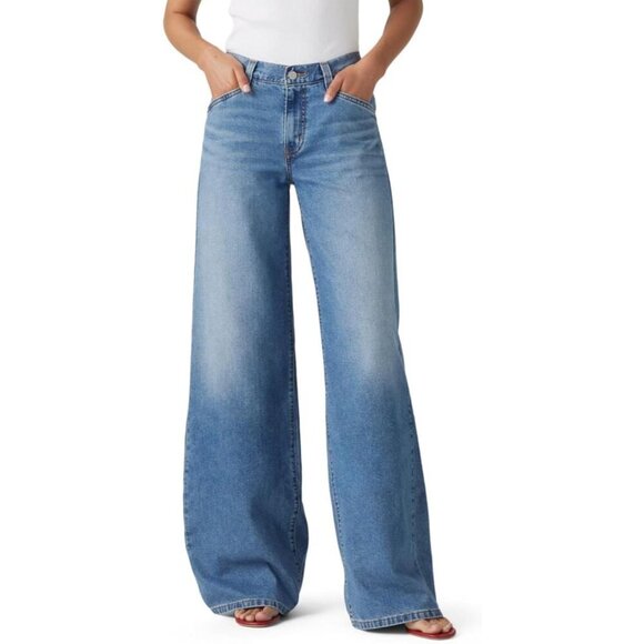 Denim - Womens Baggy Wide Leg Jeans Cotton Polyester No Stretch Loose Streetwear